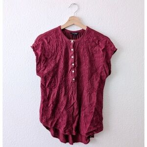 Burgundy Henley T-Shirt Size S | Lucky Brand